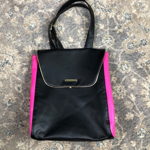 juicy couture black leather backpack
